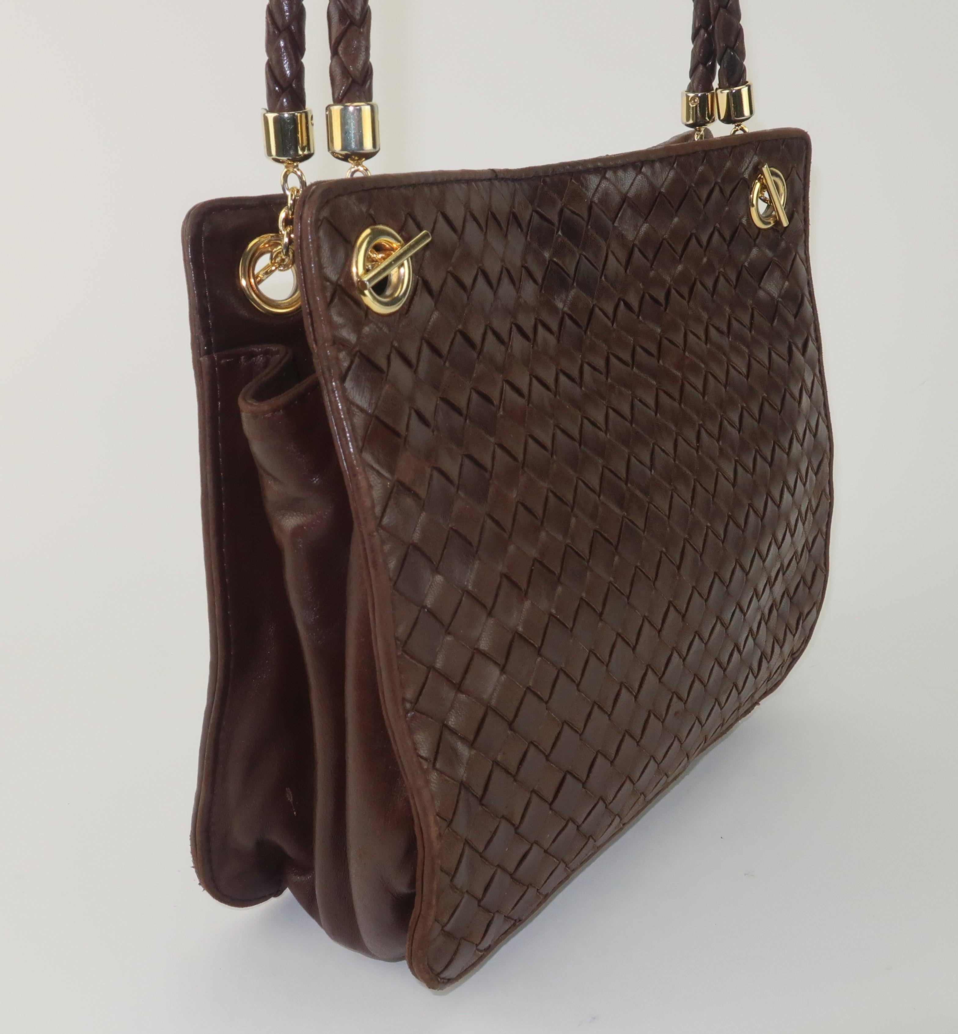 Bottega Veneta Brown Intrecciato Leather Shoulder Handbag, C.1980 2
