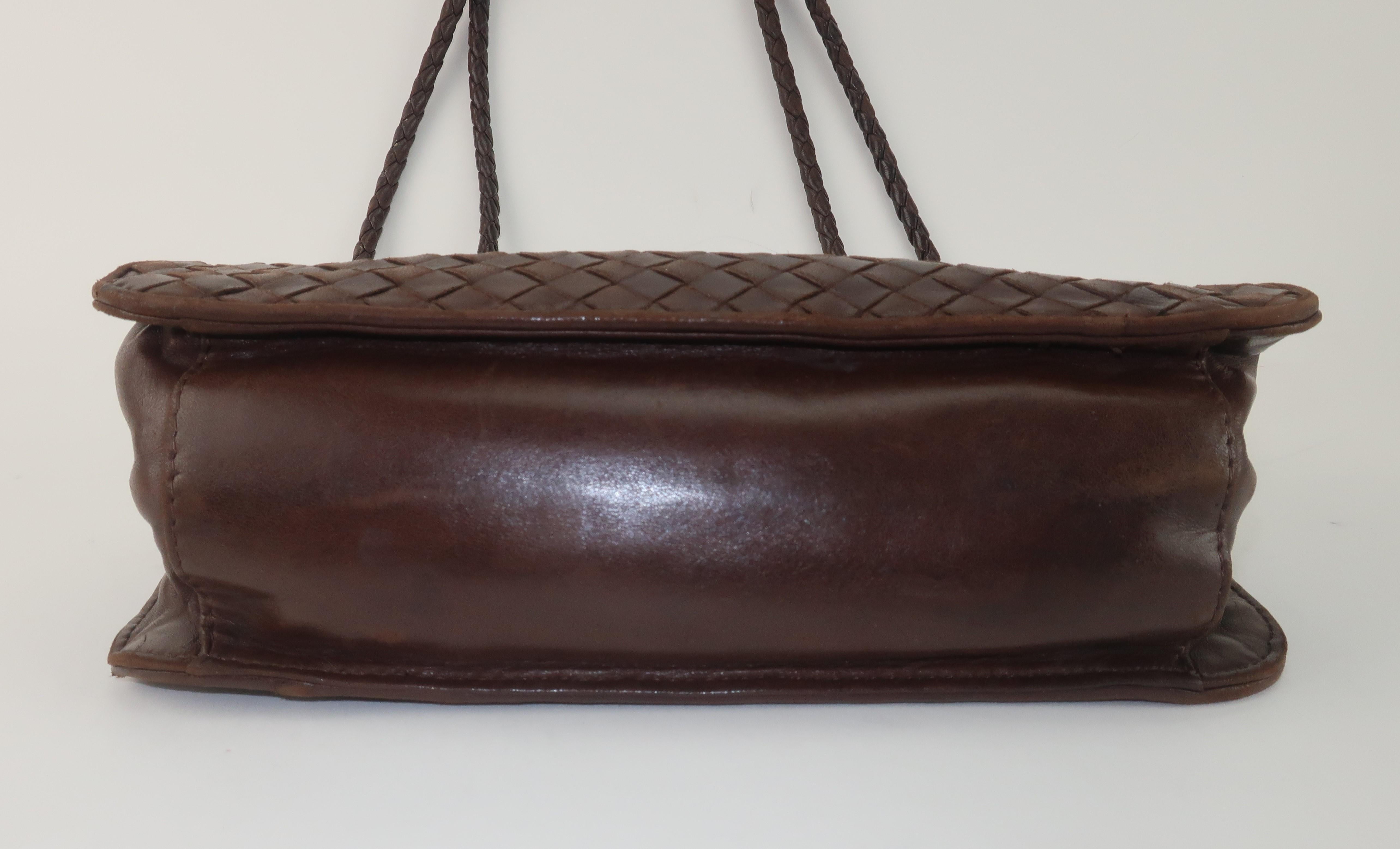 Bottega Veneta Brown Intrecciato Leather Shoulder Handbag, C.1980 3