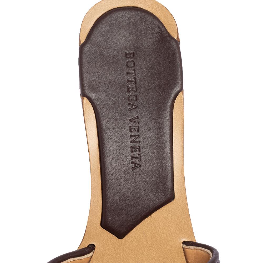 Bottega Veneta Brown Intrecciato Leather Slide Sandals Size 37.5 1