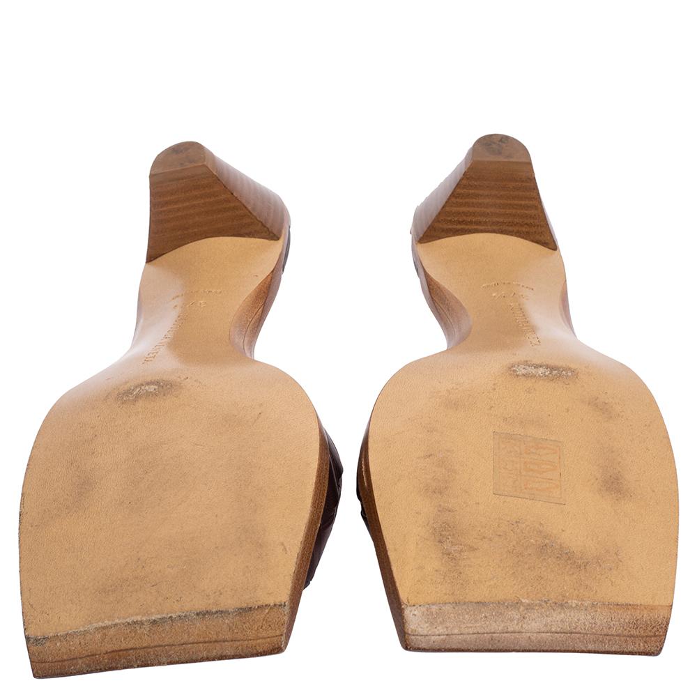 Bottega Veneta Brown Intrecciato Leather Slide Sandals Size 37.5 2