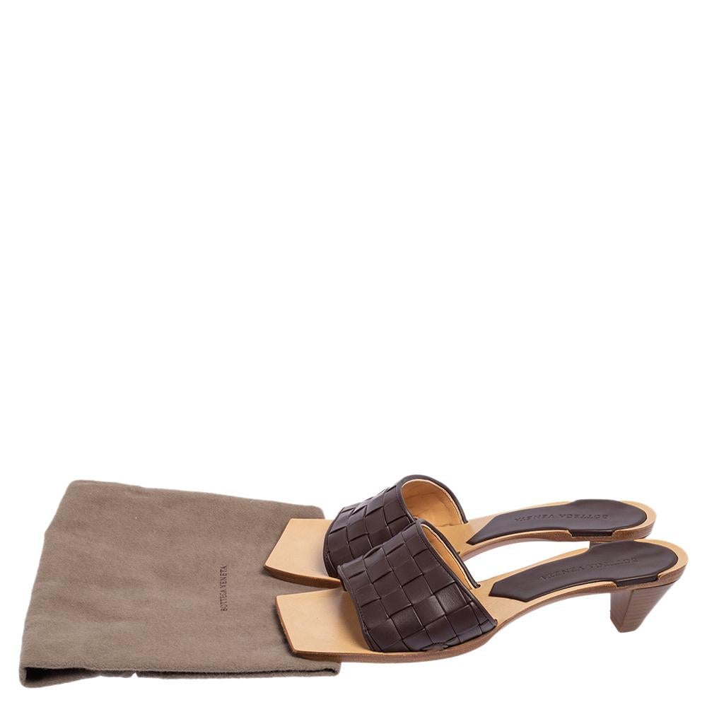 Bottega Veneta Brown Intrecciato Leather Slide Sandals Size 37.5 3