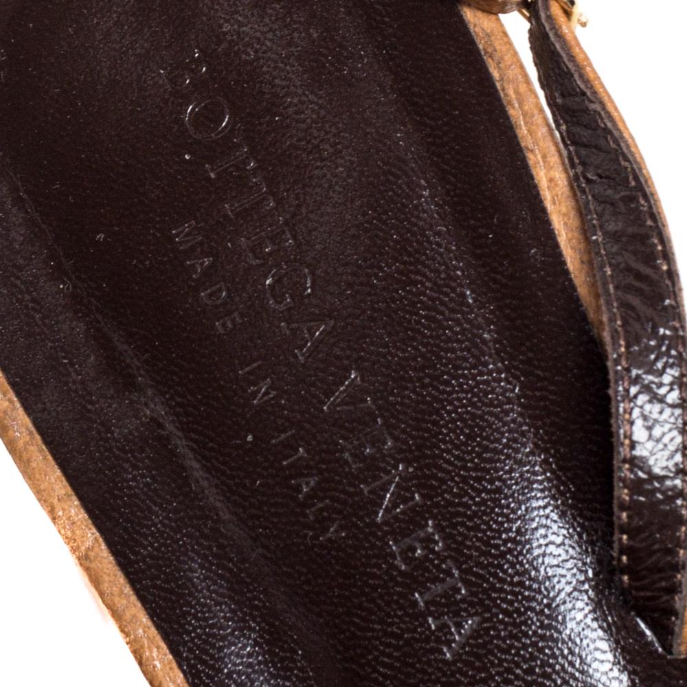 Bottega Veneta Brown Intrecciato Leather Slingback Sandals Size 39.5 2