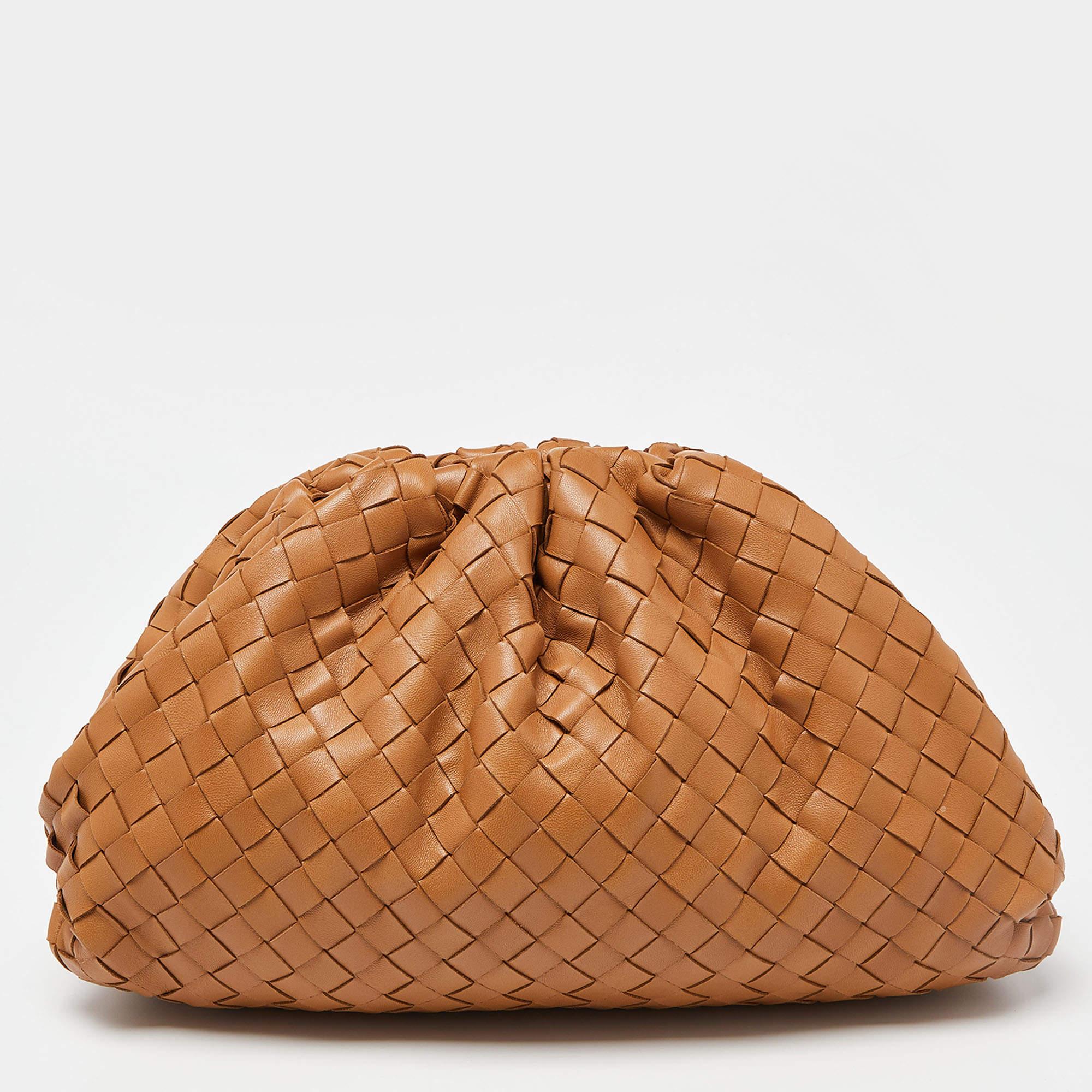 Bottega Veneta Brown Intrecciato Leather The Pouch Clutch 4