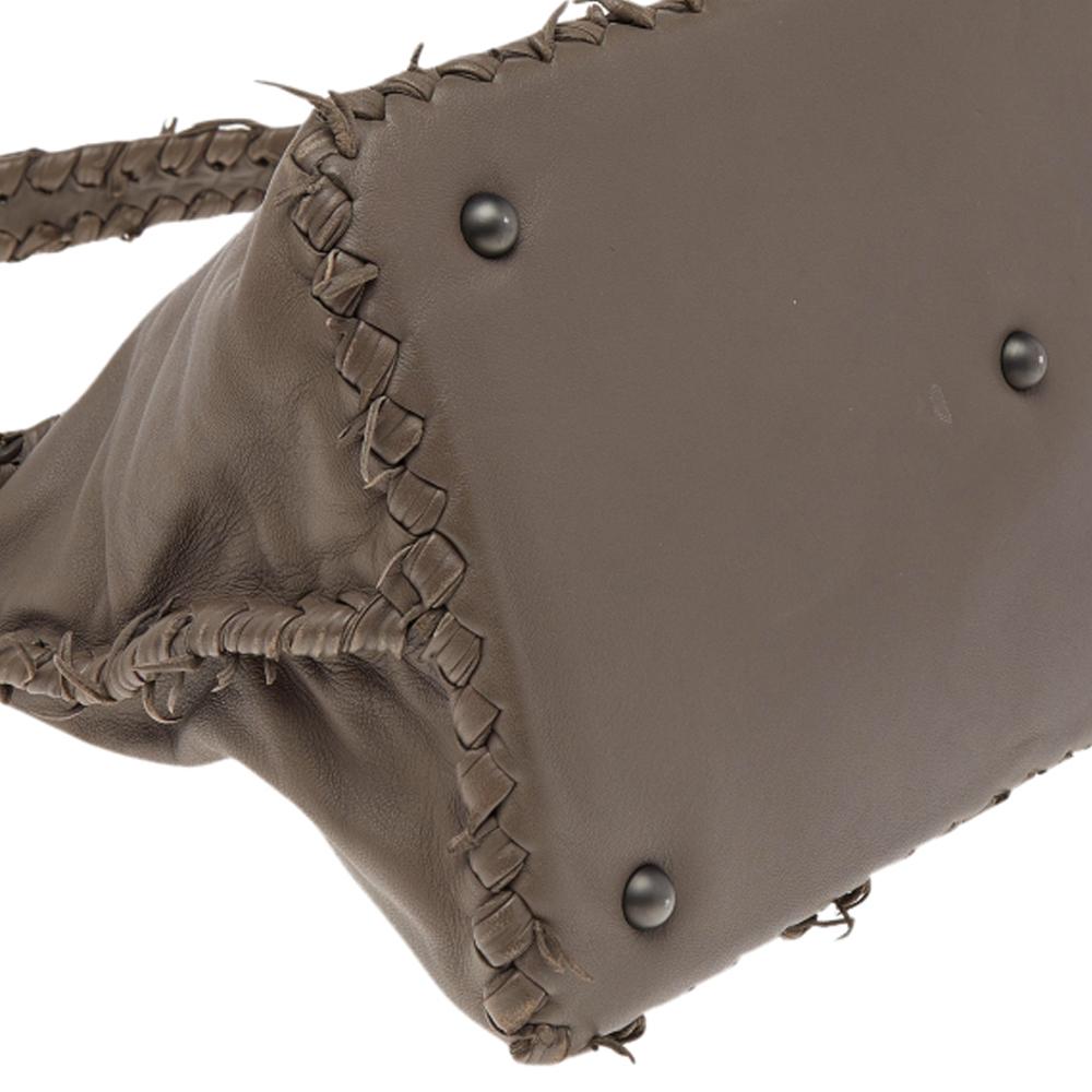 Bottega Veneta Brown Intrecciato Leather Tina Top Handle Bag 2