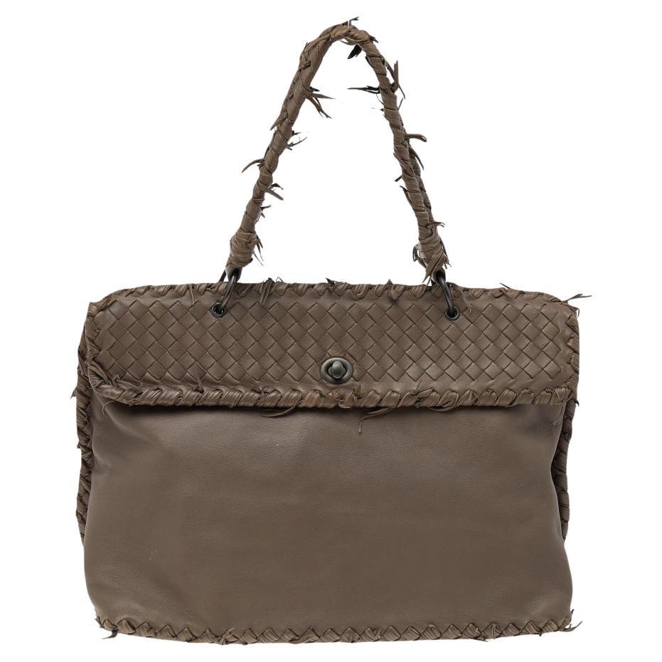 Bottega Veneta Brown Intrecciato Leather Tina Top Handle Bag