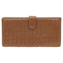 Braunes Intrecciato Leder-Brieftasche von Bottega Veneta