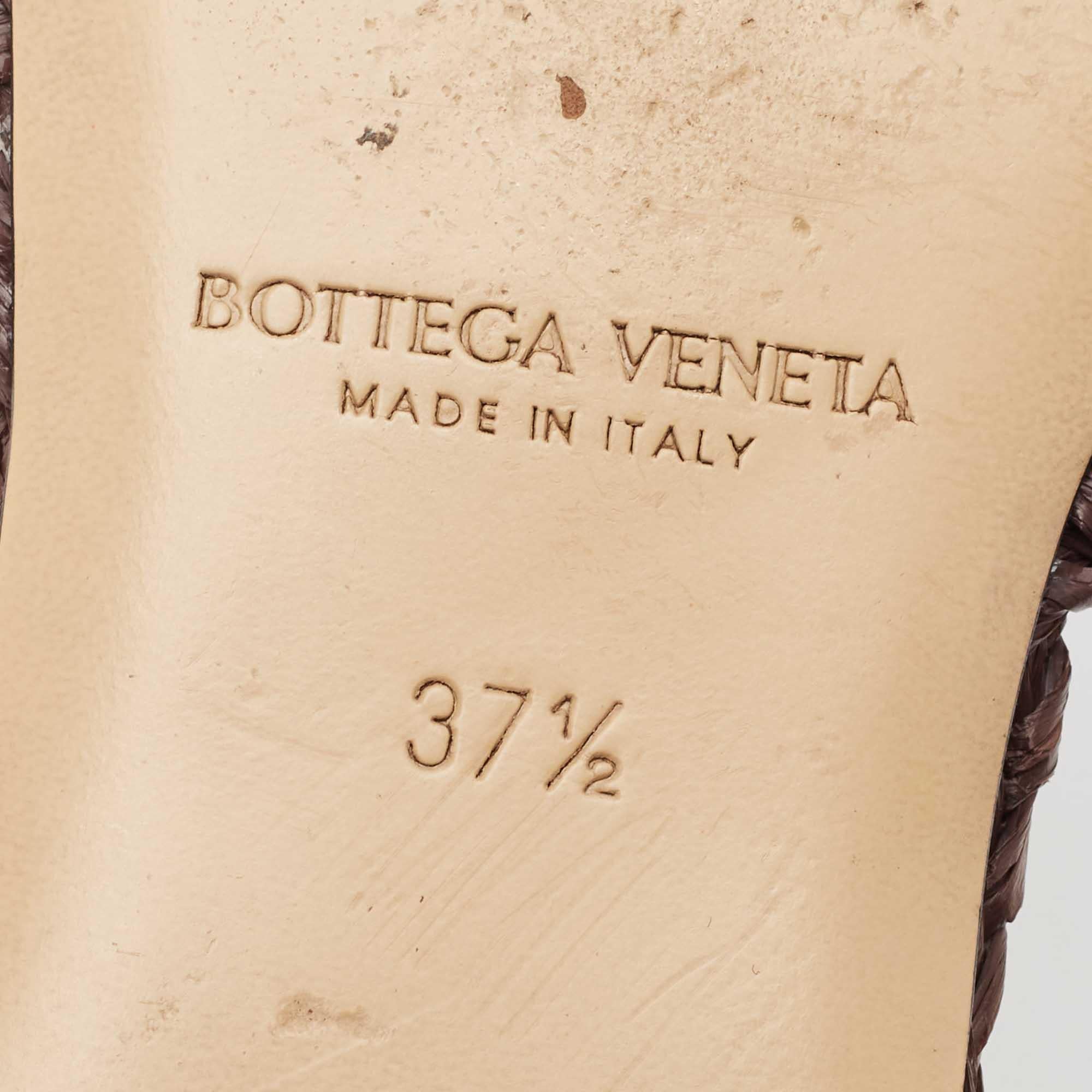 Bottega Veneta Brown Intrecciato Raffia Flat Slides Size 37.5 3