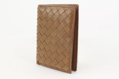 Bottega Veneta Brown Intrecciato Weave Leather card Holder Wallet 128bv45