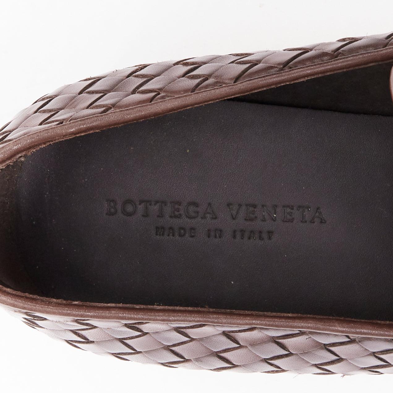 BOTTEGA VENETA braun intrecciato gewebtes Leder Kleid Loafer Schuhe EU40 im Angebot 2