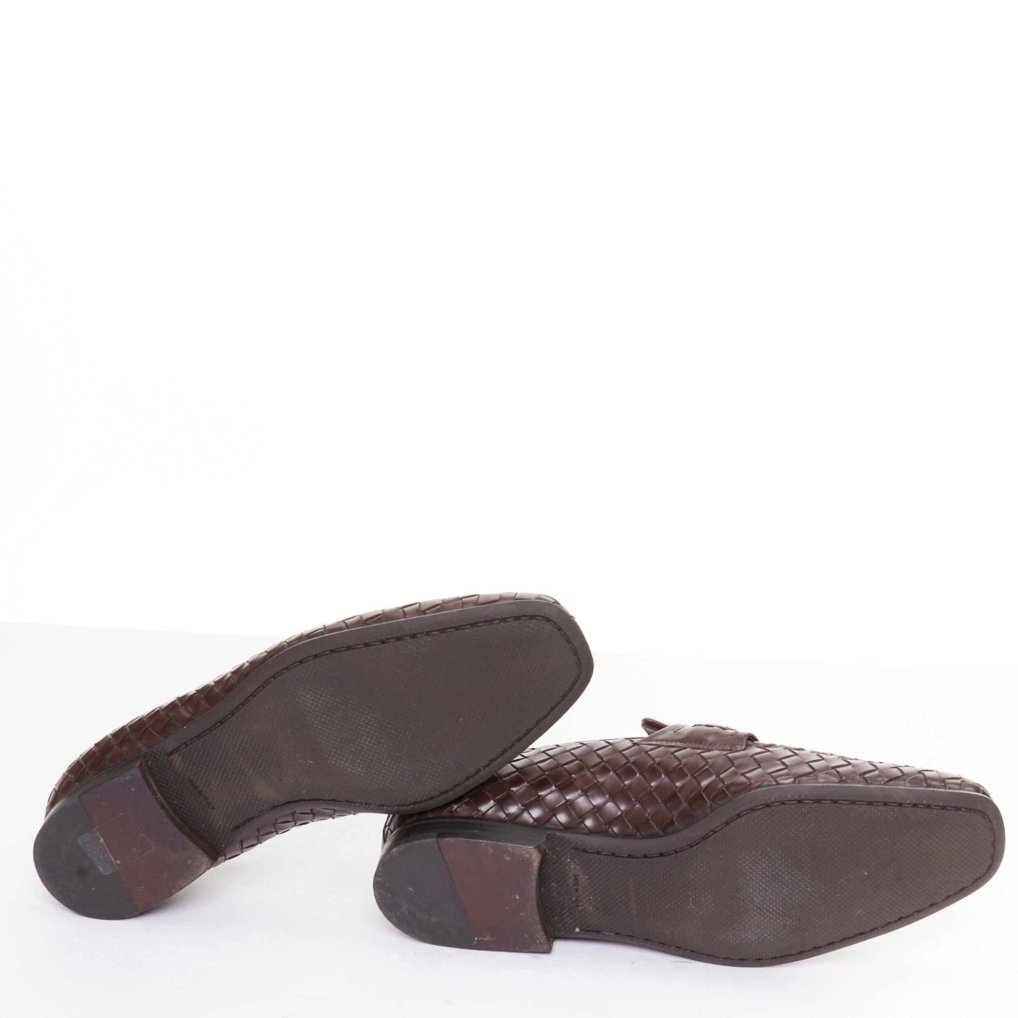 BOTTEGA VENETA braun intrecciato gewebtes Leder Kleid Loafer Schuhe EU40 im Angebot 4