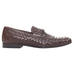 BOTTEGA VENETA braun intrecciato gewebtes Leder Kleid Loafer Schuhe EU40