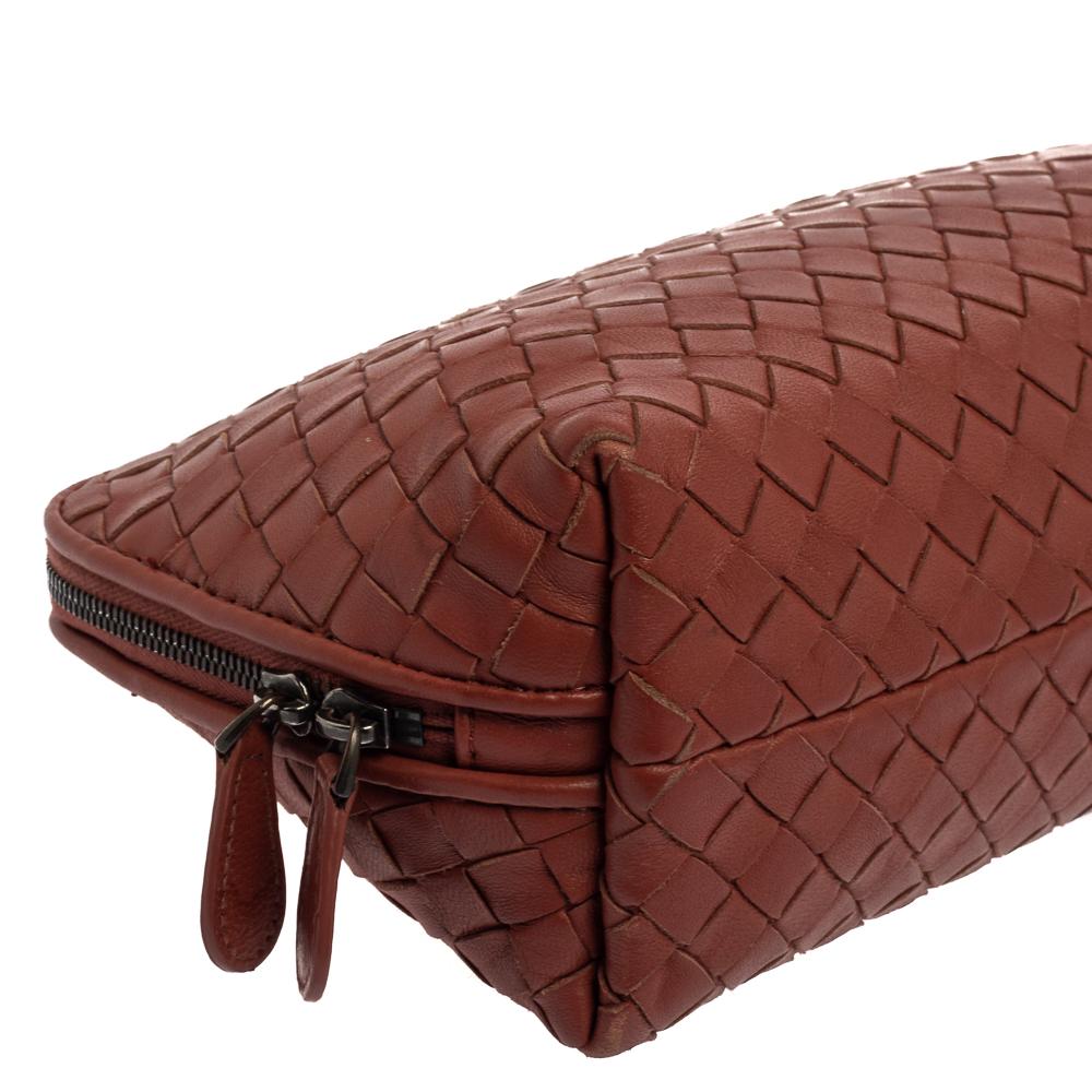 Bottega Veneta Brown Intrecciato Zip Clutch 5