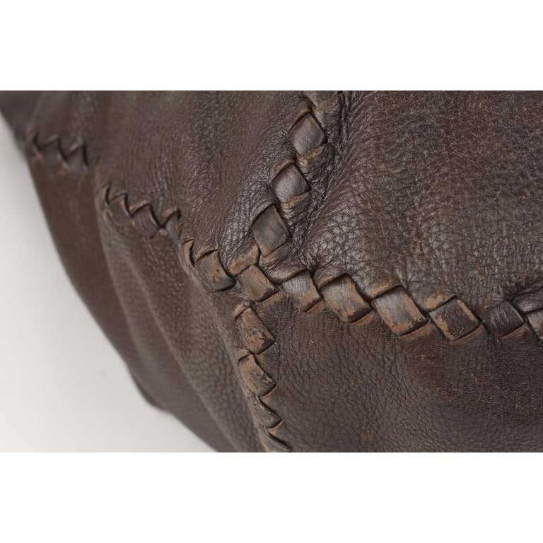 Bottega Brown Leather Baseball Hobo Shoulder Bag For Sale at 1stDibs