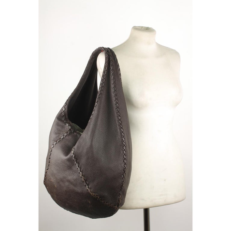 Bottega Brown Leather Baseball Hobo Shoulder Bag For Sale at 1stDibs