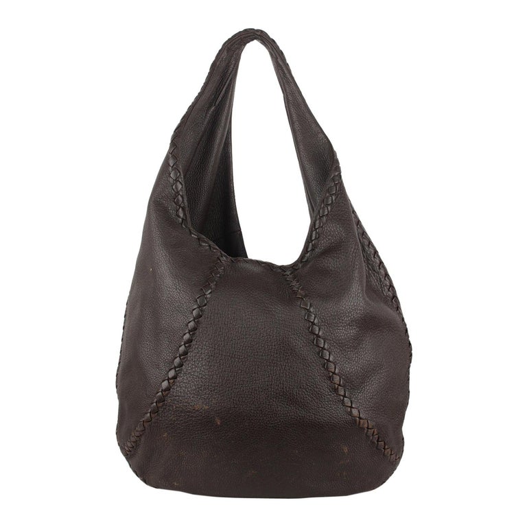 Bottega Brown Leather Baseball Hobo Shoulder Bag For Sale at 1stDibs