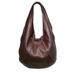 Bottega Veneta Brown Leather Baseball Hobo Shoulder Bag