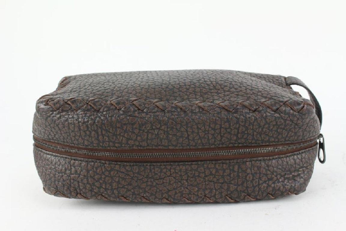 Bottega Veneta Brown Leather Cosmetic Pouch Toiletry Case 927bot37 For Sale 3