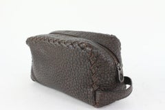 Bottega Veneta Brown Leather Cosmetic Pouch Toiletry Case 927bot37