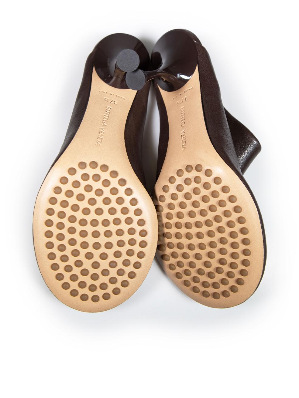 Women's Bottega Veneta Brown Leather Dot Sock Mules Size IT 37.5 For Sale
