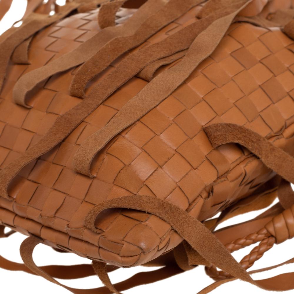 Bottega Veneta Brown Leather Fringe Drawstring Bucket Bag 4