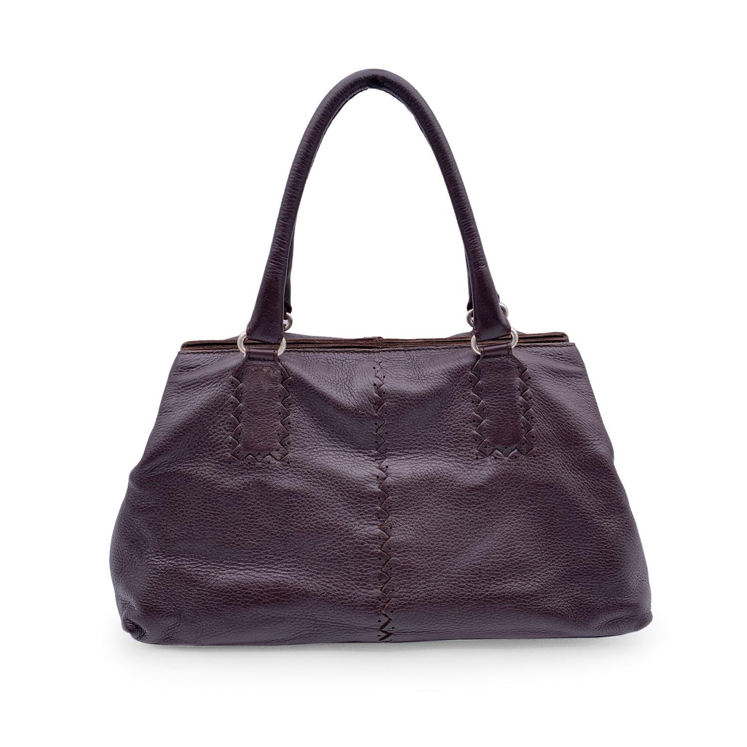 Bottega Veneta Brown Leather Intrecciato Detail Tote Bag Handbag In Excellent Condition For Sale In Rome, Rome