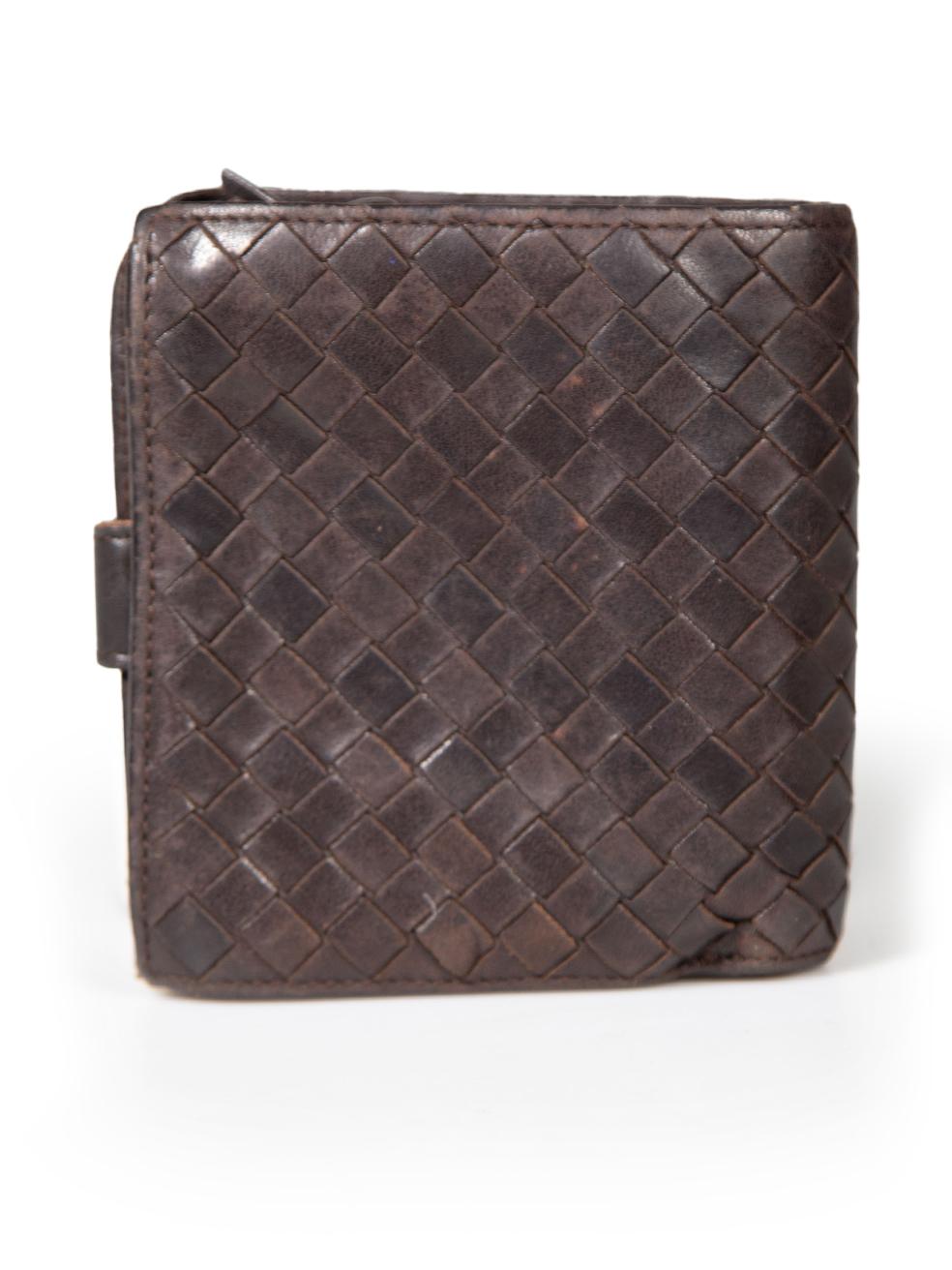 Bottega Veneta Brown Leather Intrecciato Wallet In Good Condition For Sale In London, GB