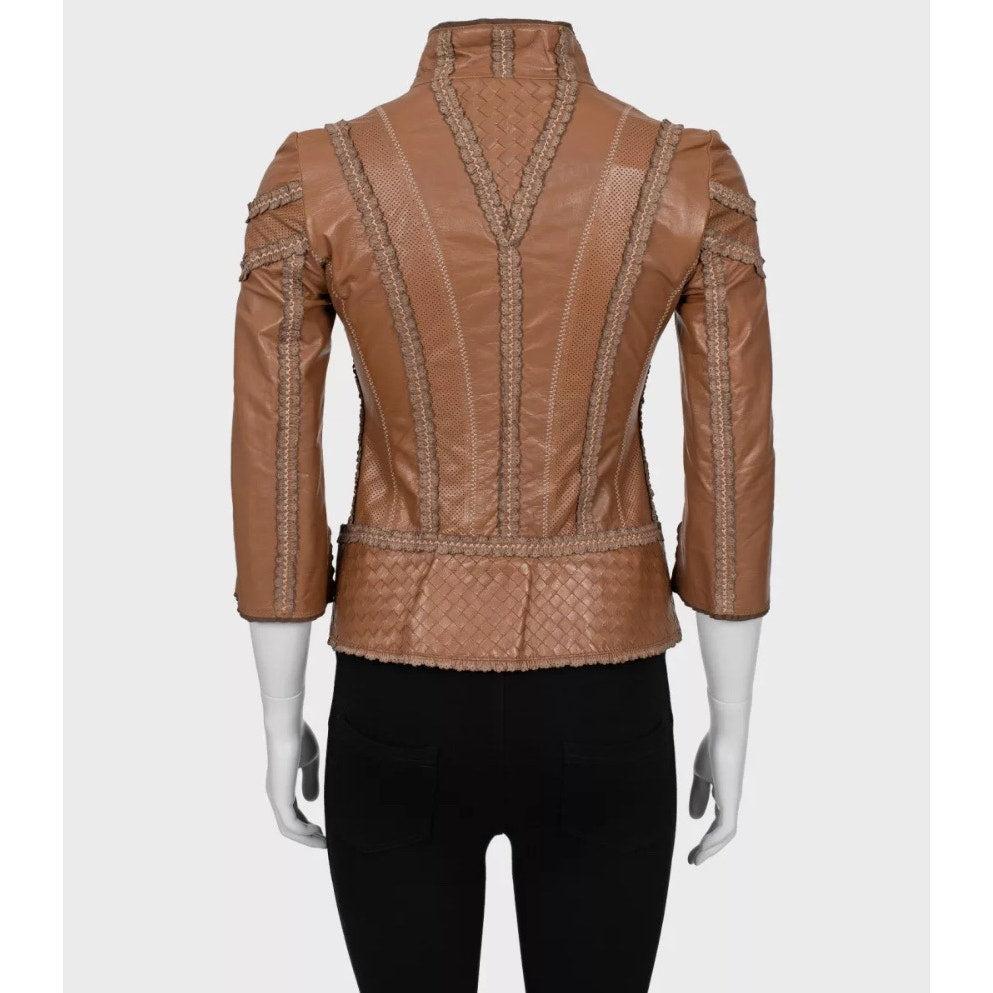 Bottega Veneta Braune Lederjacke - Größe IT40 / S im Zustand „Gut“ im Angebot in Krakow, PL