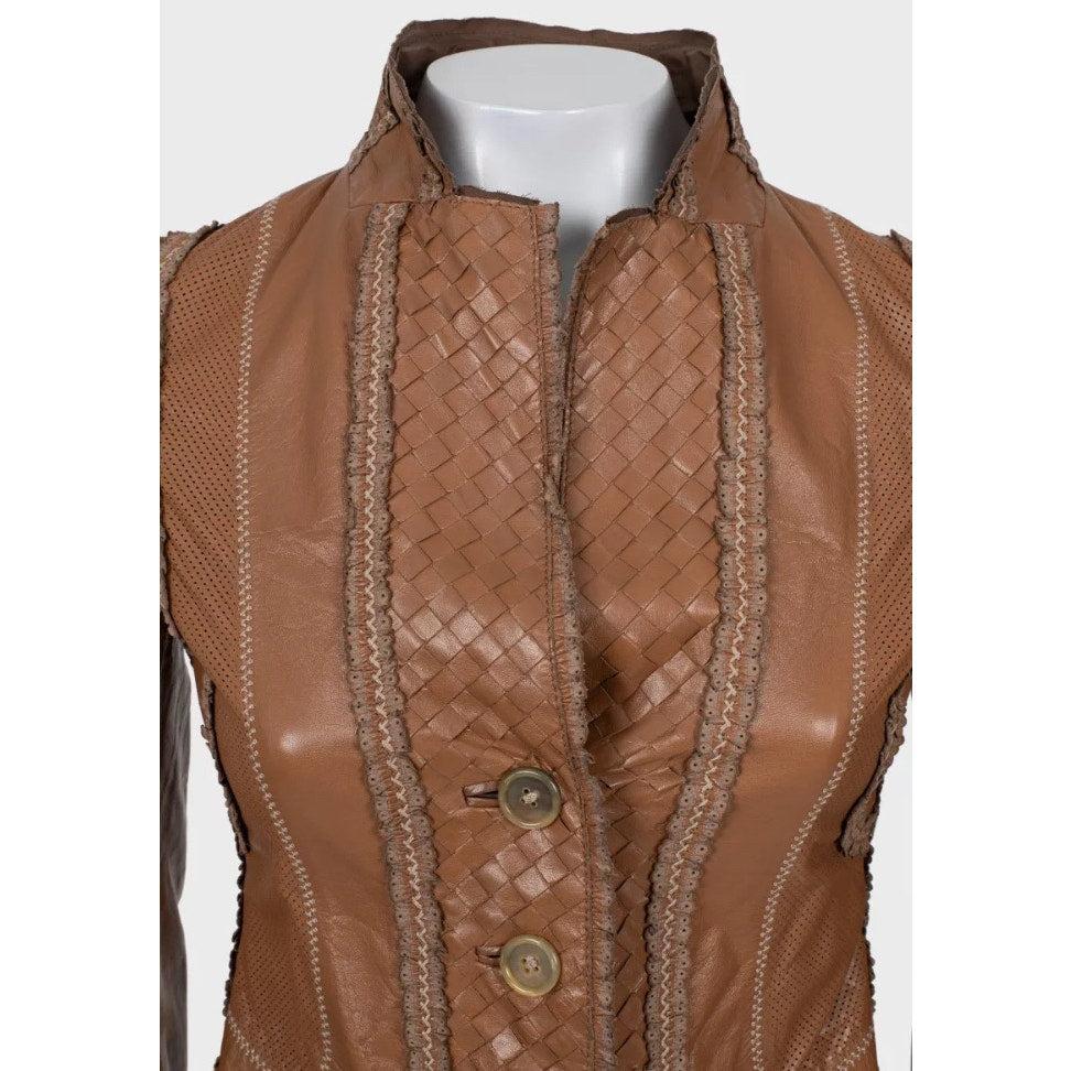 Bottega Veneta Braune Lederjacke - Größe IT40 / S Herren im Angebot