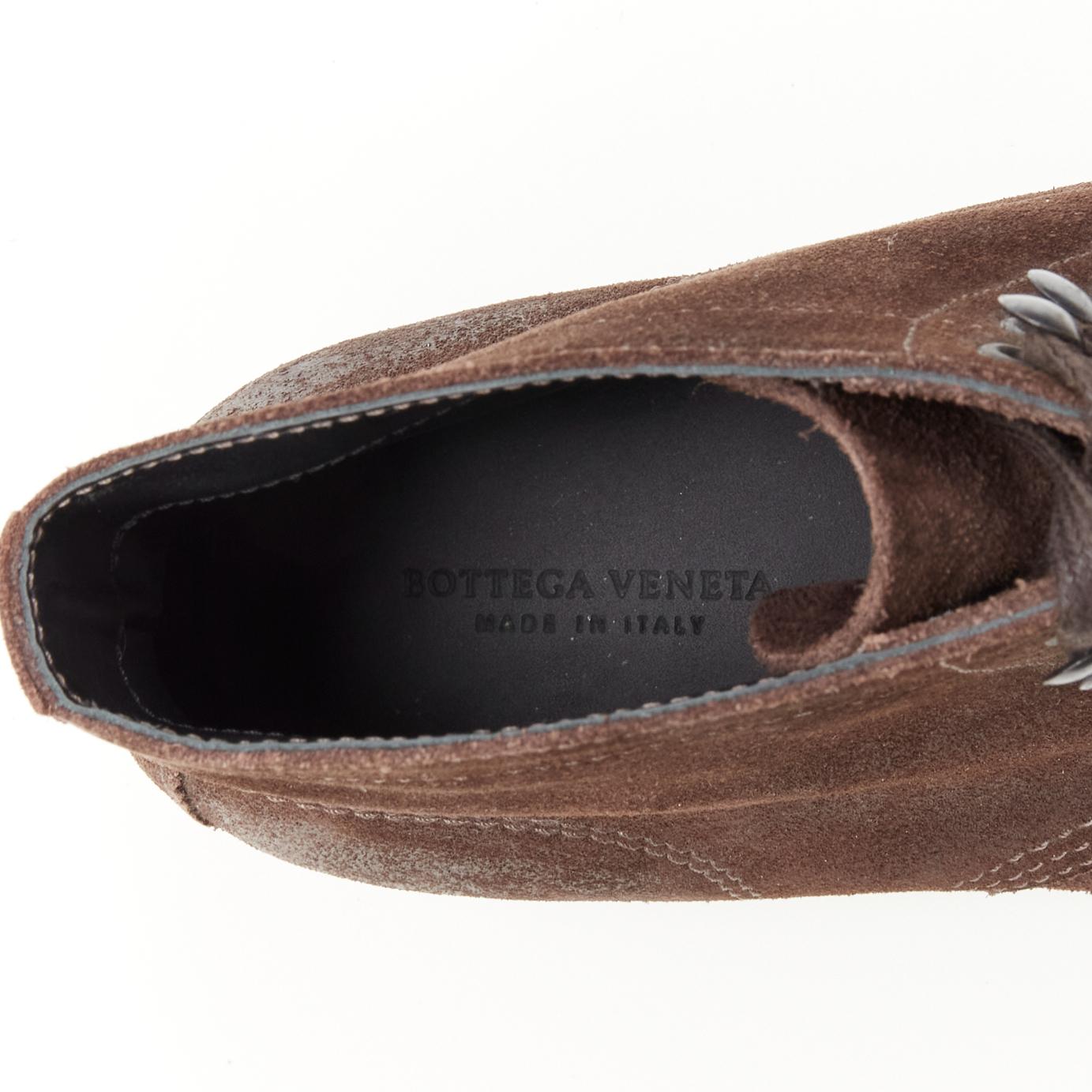 BOTTEGA VENETA brown leather lace up ankle boots EU40 US7 5