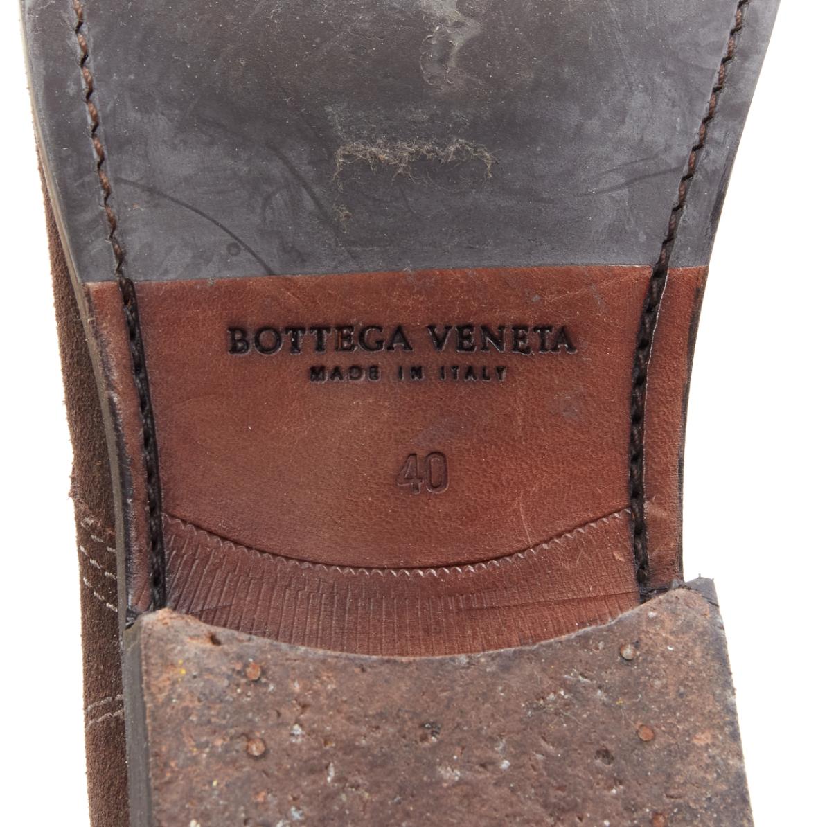 BOTTEGA VENETA brown leather lace up ankle boots EU40 US7 For Sale 6