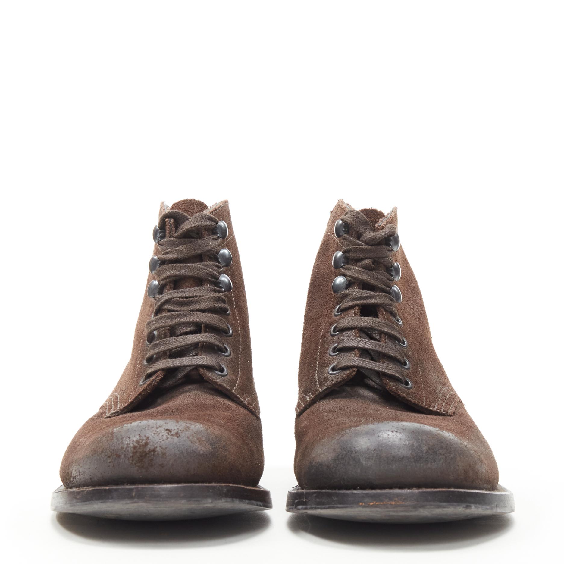 Black BOTTEGA VENETA brown leather lace up ankle boots EU40 US7