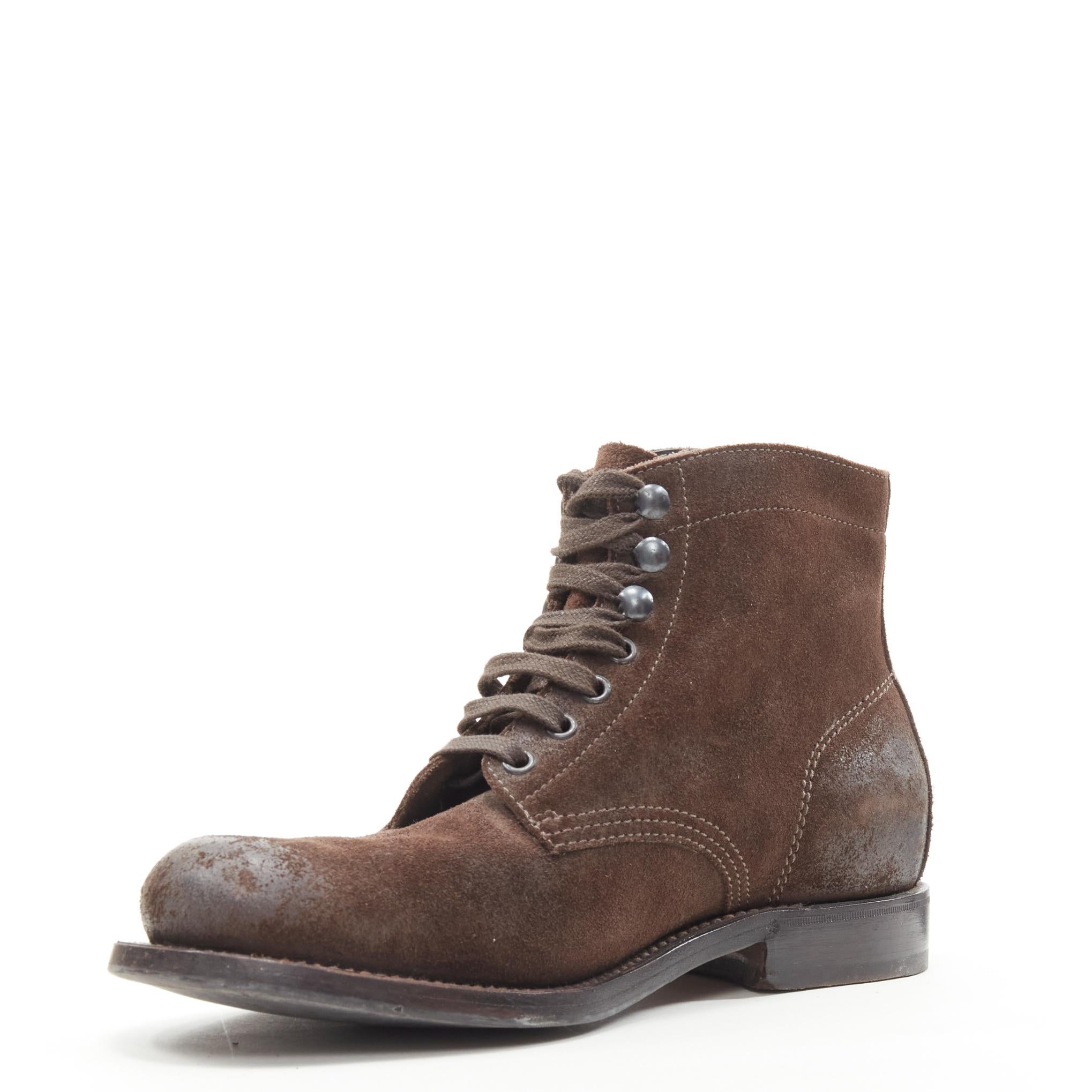 BOTTEGA VENETA brown leather lace up ankle boots EU40 US7 In Good Condition For Sale In Hong Kong, NT