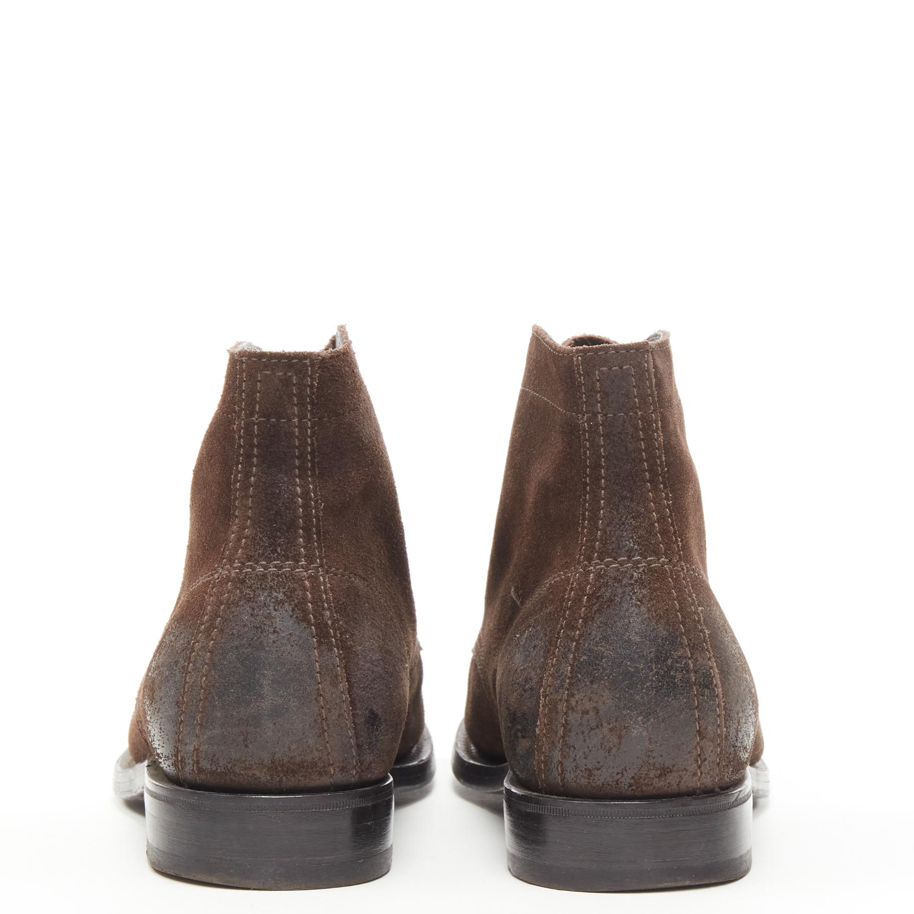 Men's BOTTEGA VENETA brown leather lace up ankle boots EU40 US7 For Sale