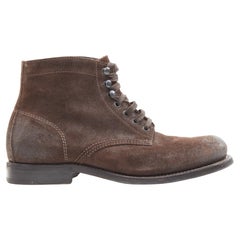 Used BOTTEGA VENETA brown leather lace up ankle boots EU40 US7