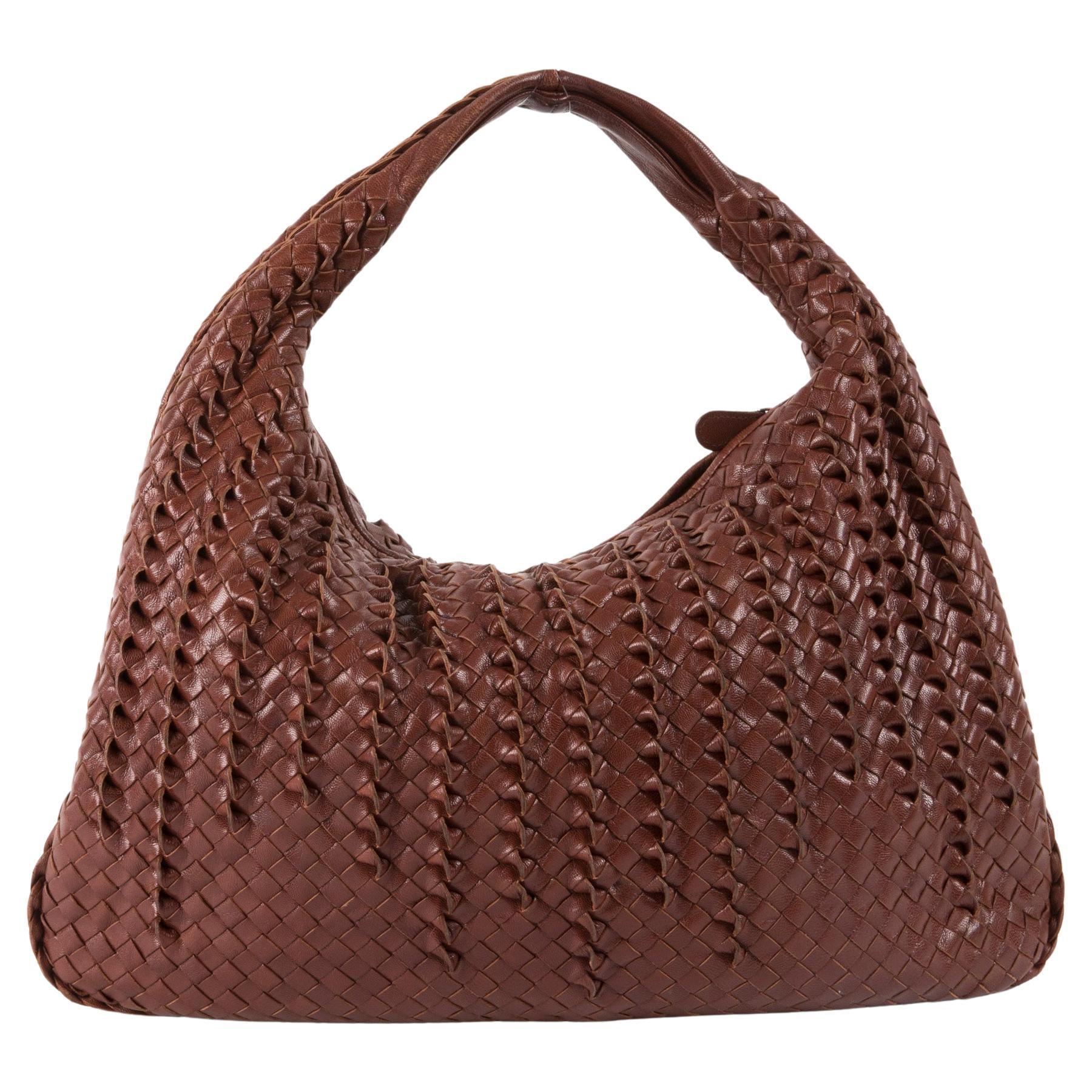 Bottega Veneta Brown Leather Large Tornabuoni Intrecciato Hobo Bag