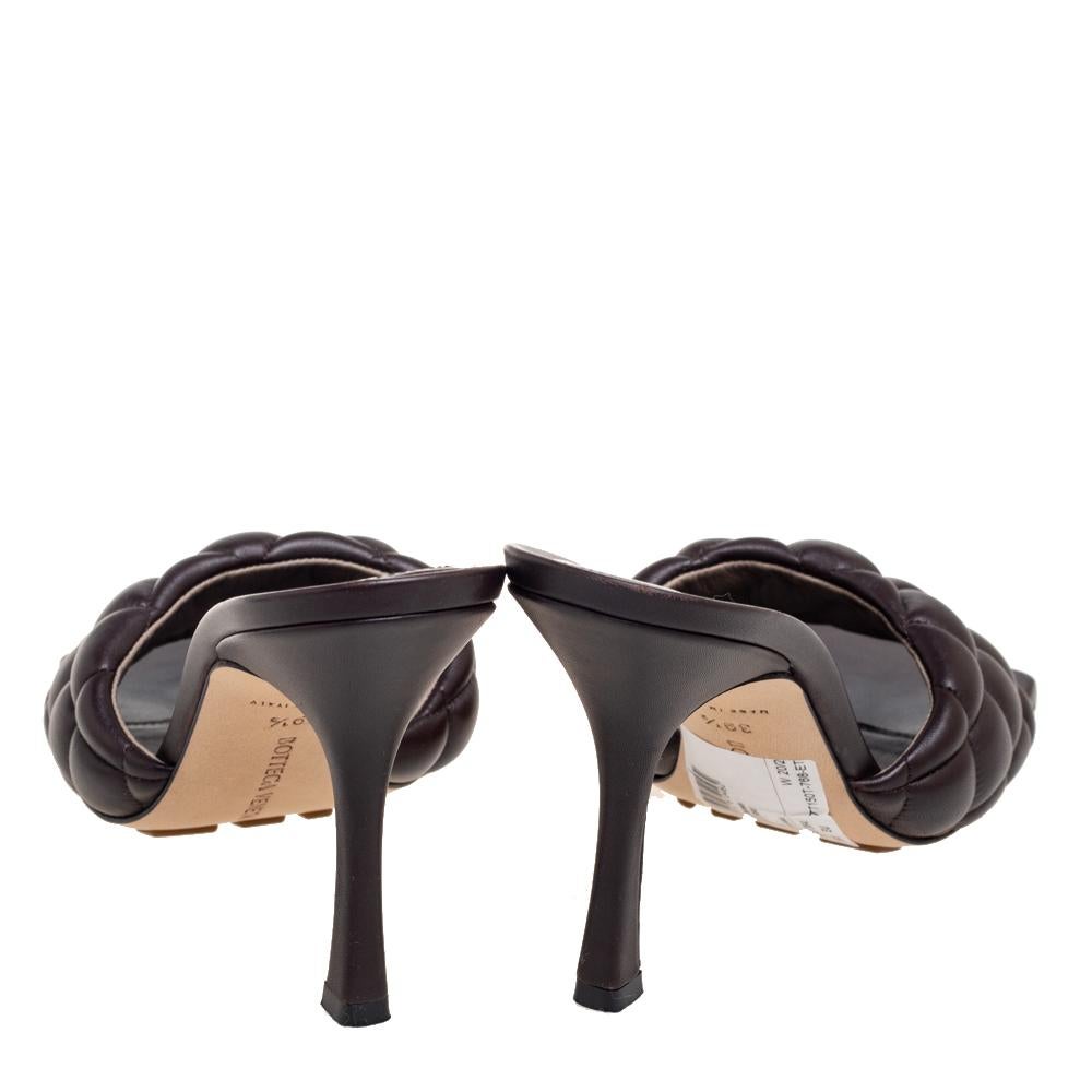 Black Bottega Veneta Brown Leather Lido Sandals Size 39.5