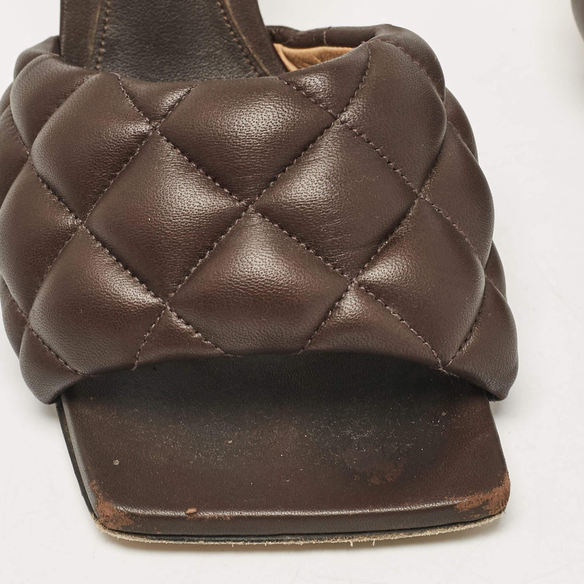 Bottega Veneta Brown Leather Lido Slide Sandals Size 37 For Sale 2