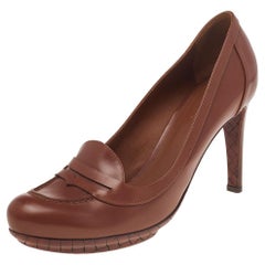 Bottega Veneta Brown Leather Loafer Pumps Size 39