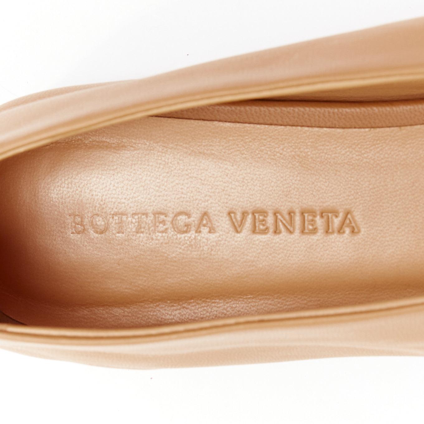 BOTTEGA VENETA brown leather low vamp pointed ballet flats EU38 5