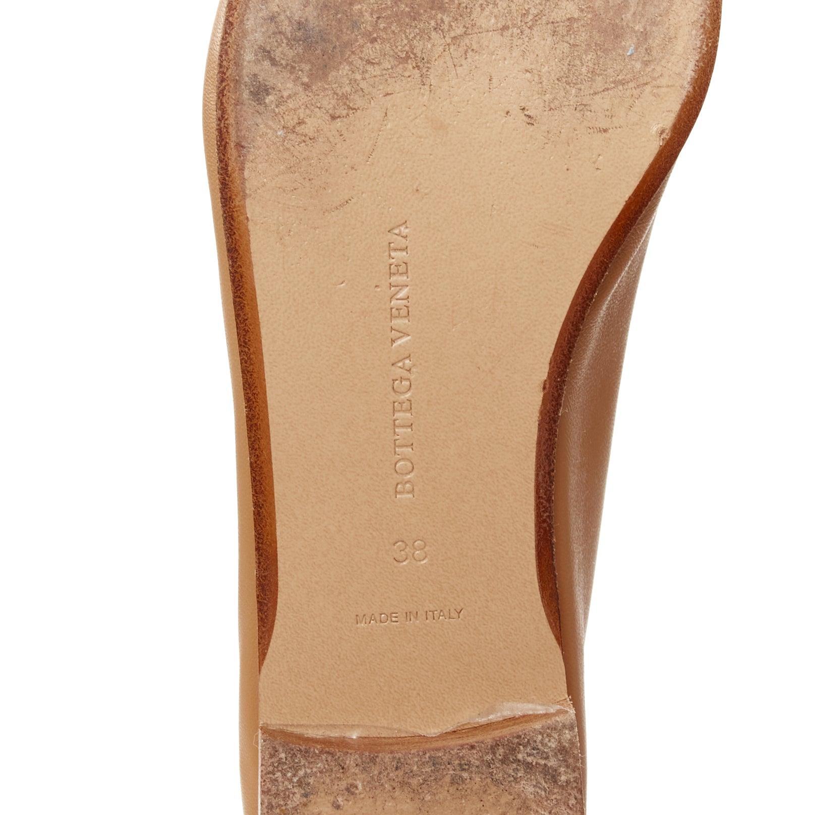BOTTEGA VENETA brown leather low vamp pointed ballet flats EU38 6