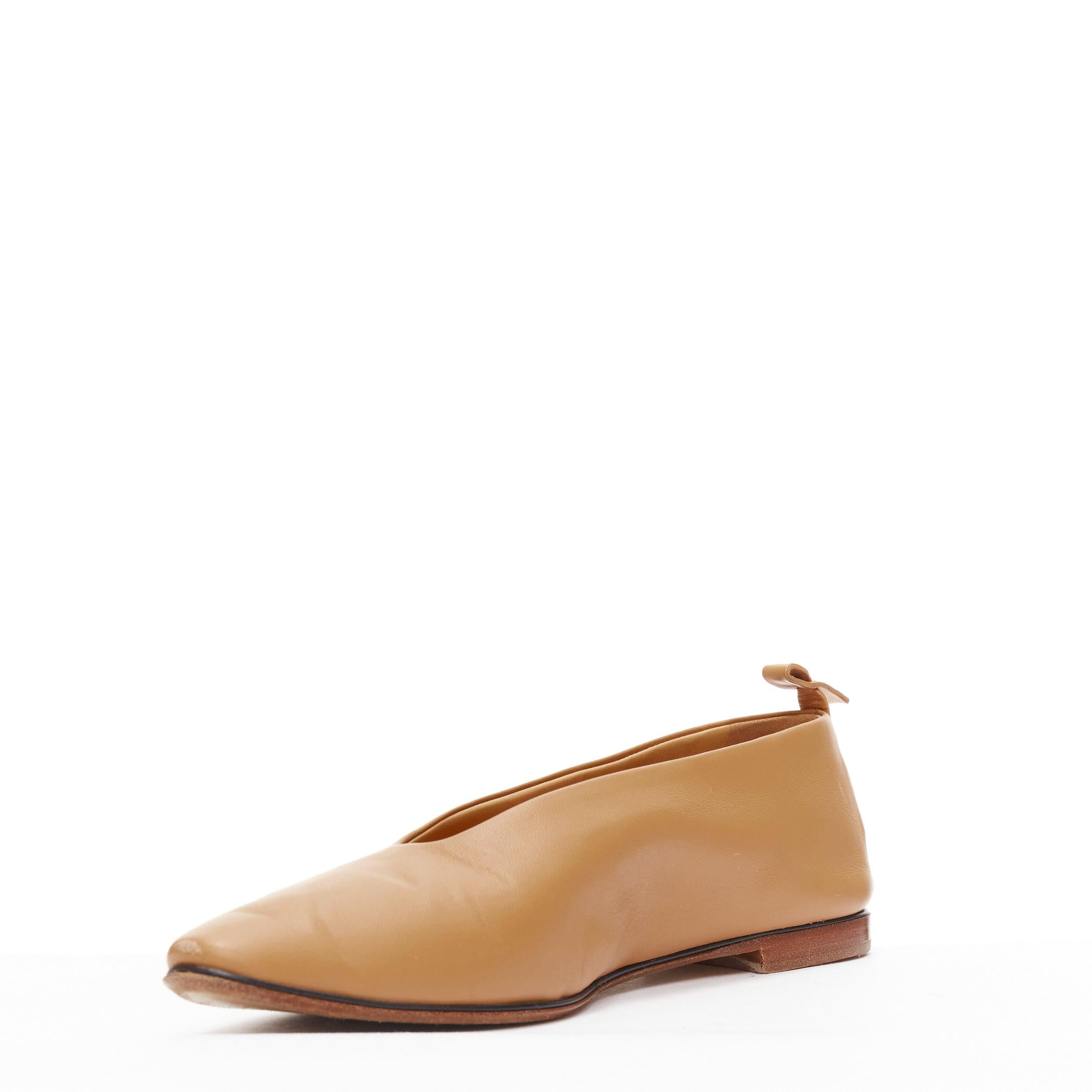 BOTTEGA VENETA brown leather low vamp pointed ballet flats EU38 In Good Condition In Hong Kong, NT