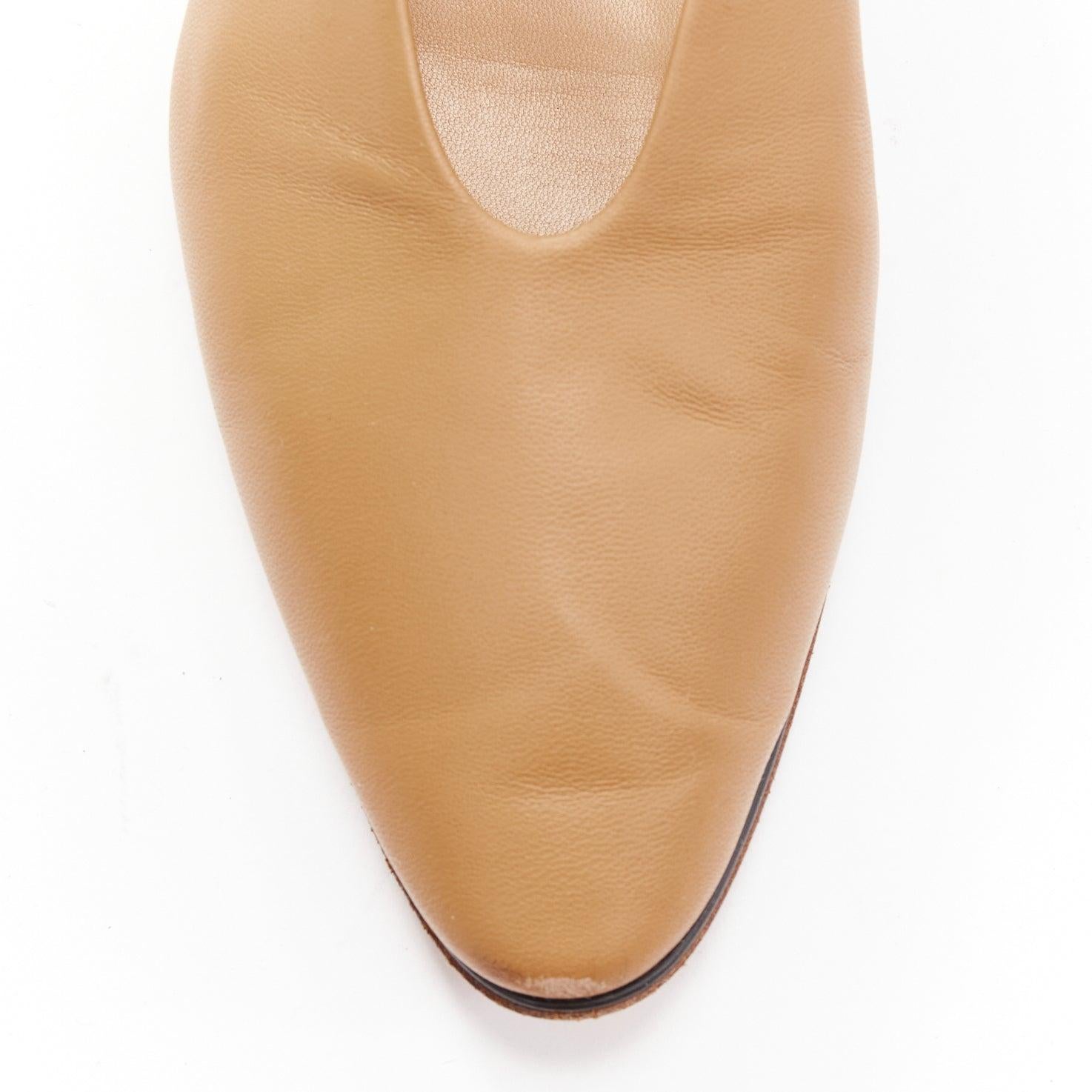 BOTTEGA VENETA brown leather low vamp pointed ballet flats EU38 1