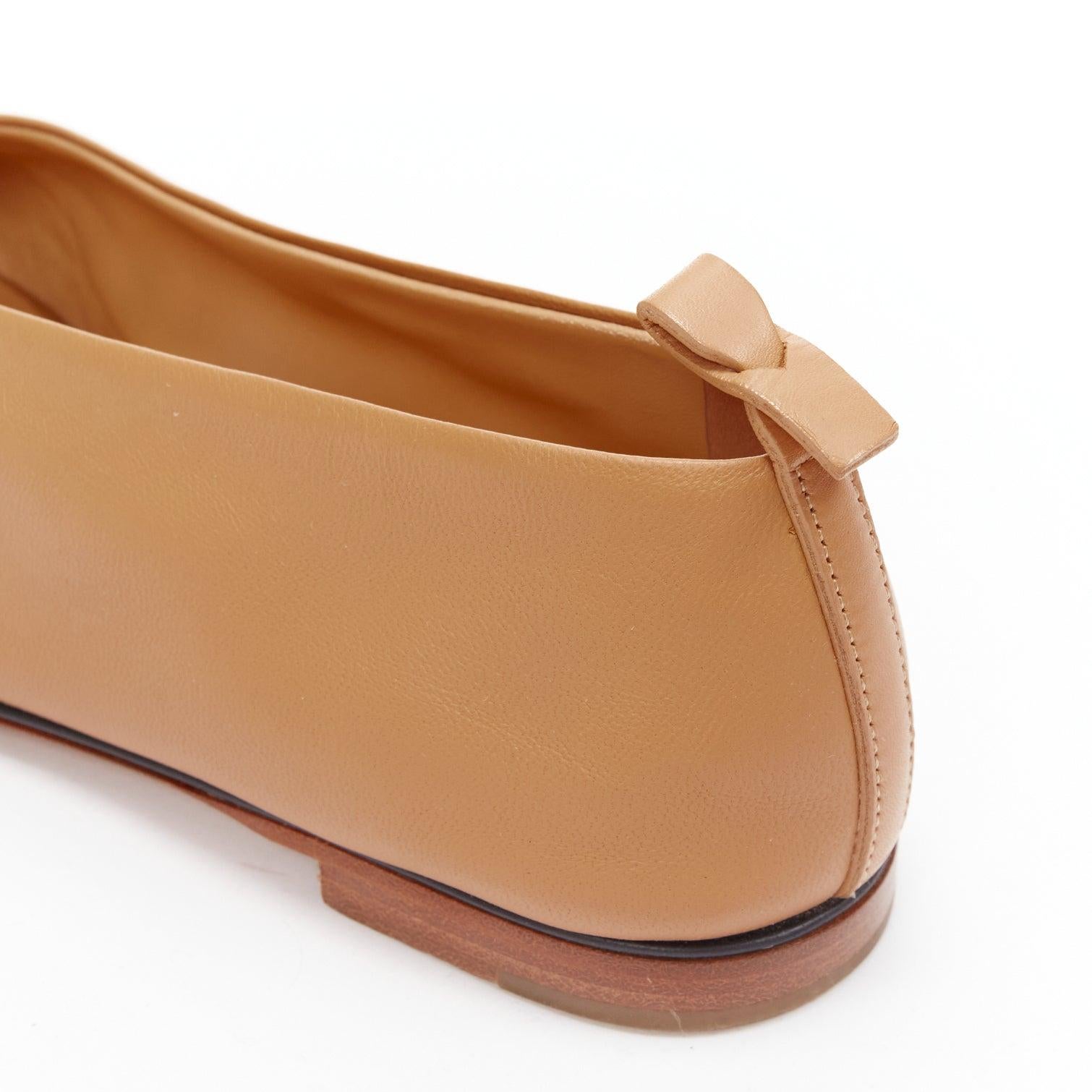 BOTTEGA VENETA brown leather low vamp pointed ballet flats EU38 3