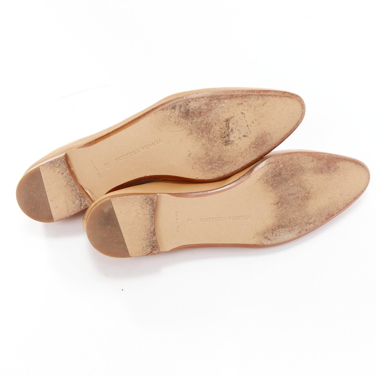 BOTTEGA VENETA brown leather low vamp pointed ballet flats EU38 4