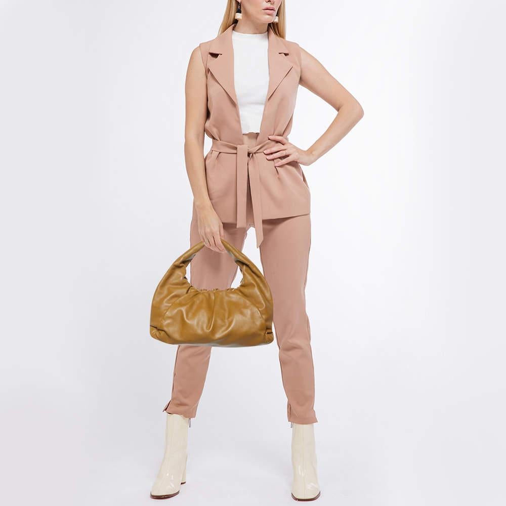Bottega Veneta Brown Leather Medium The Shoulder Pouch Bag In Excellent Condition In Dubai, Al Qouz 2