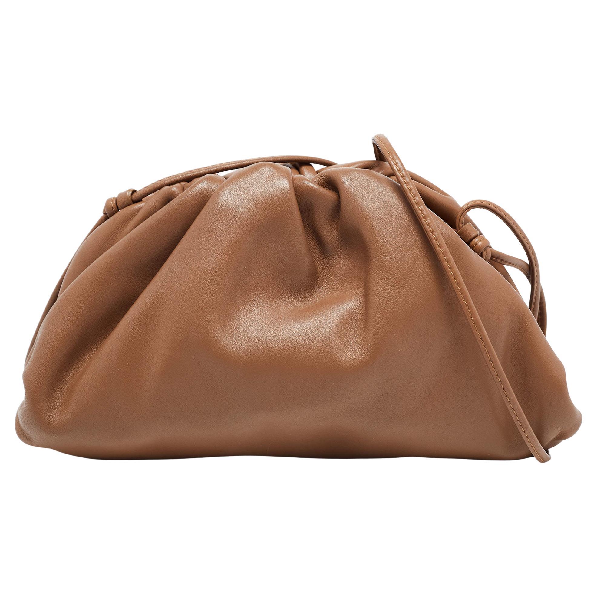 Bottega Veneta Brown Leather Mini The Pouch Clutch Bag For Sale at 1stDibs