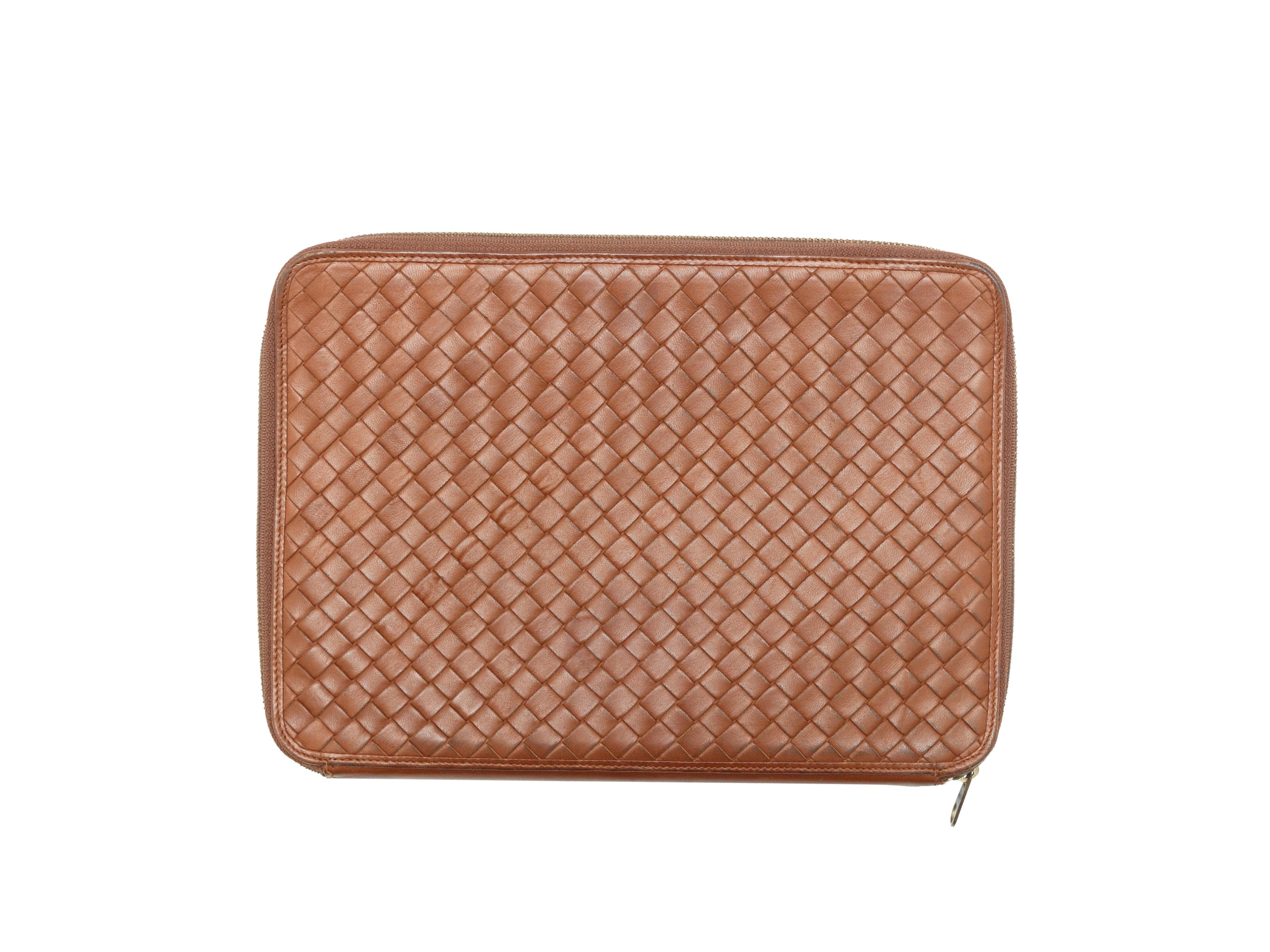Bottega Veneta Brown Leather Notebook Case In Good Condition In New York, NY