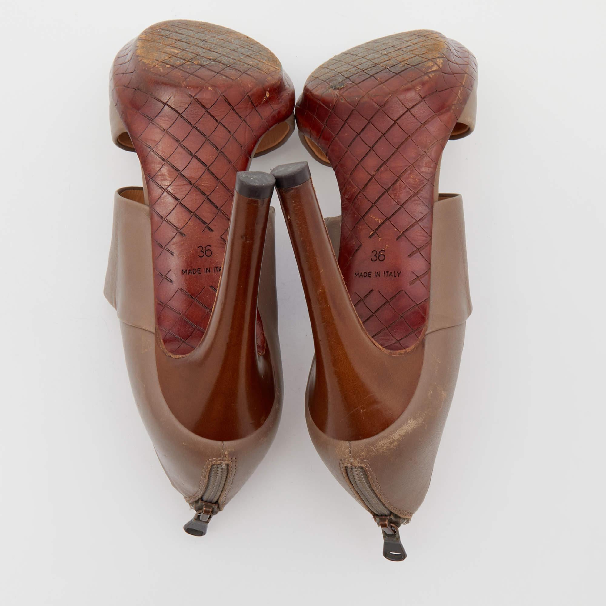 Bottega Veneta Brown Leather Platform Sandals Size 36 2