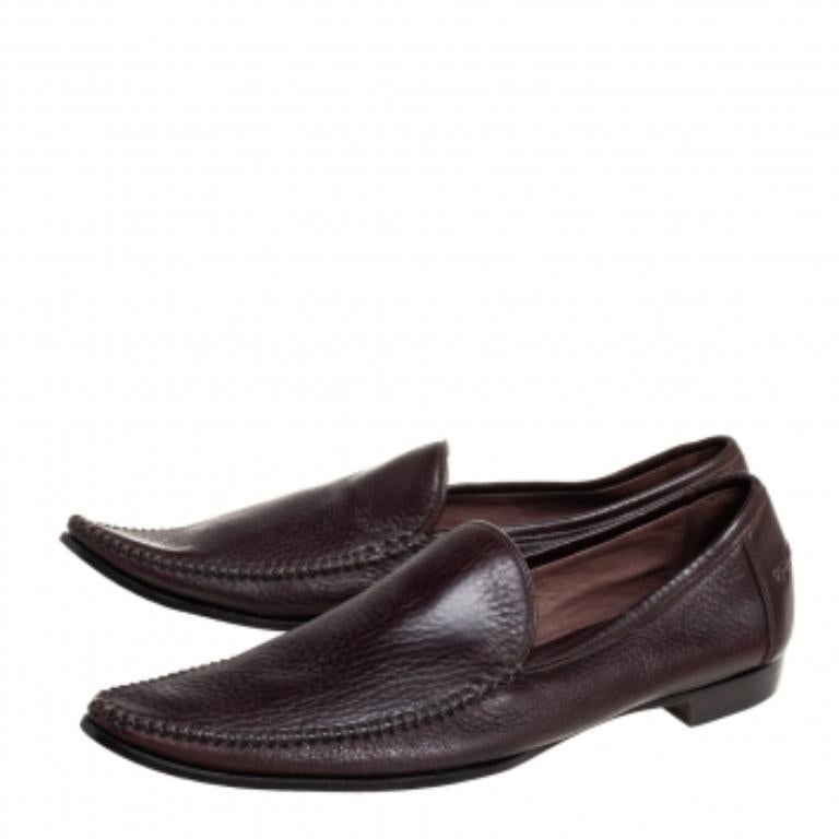 Bottega Veneta Brown Leather Pointed Toe Loafers Size 41 For Sale 1