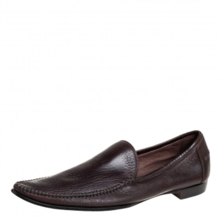Bottega Veneta Brown Leather Pointed Toe Loafers Size 41 For Sale 2